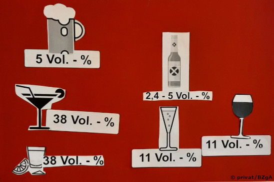 Schülerplakat: Alkoholgehalt verschiedener Getränke. Foto: privat/BZgA